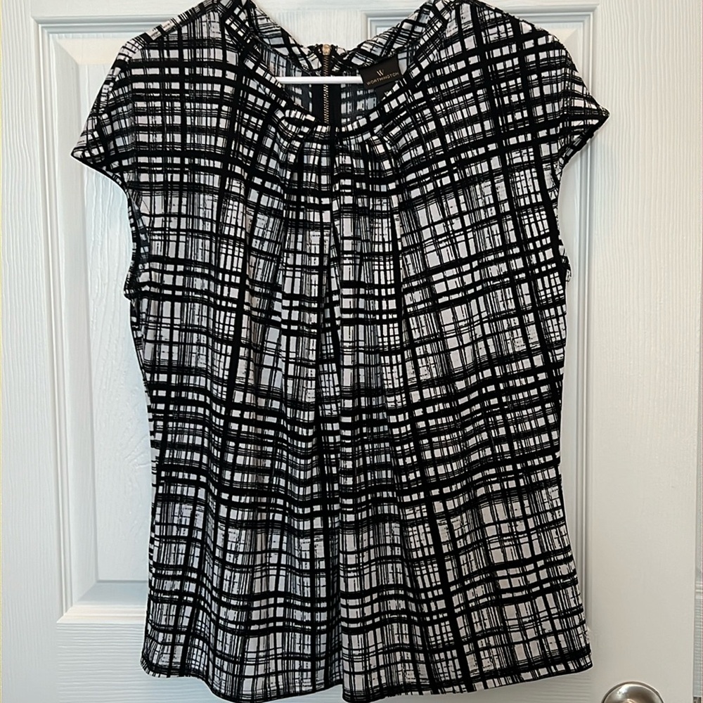 Worthington Black and White Blouse XL EUC